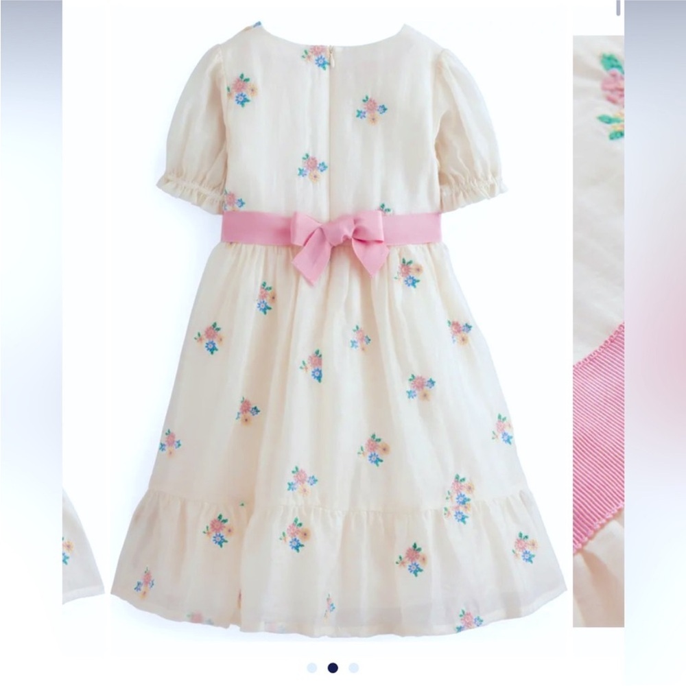 Mini Boden Cream and Blue Puff Sleeve Sundress